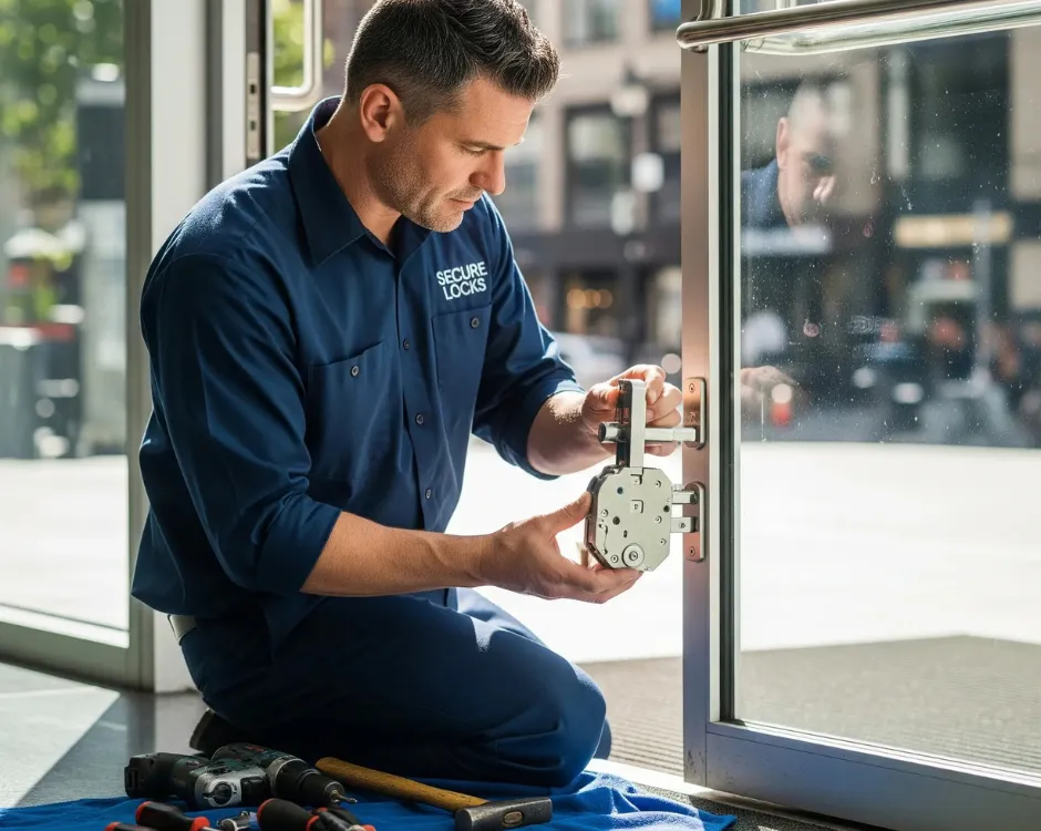 Professional Glass Door Lock Replacement service. Our locksmiths ensure the security of your home or business.