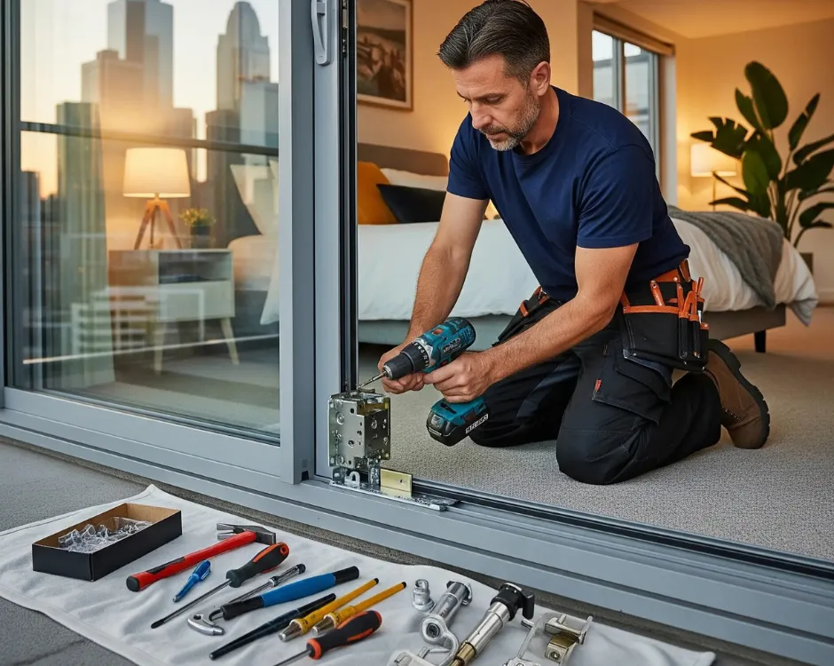 Expert Sliding Door Lock Replacement. Secure your bedroom balcony with our professional locksmith services.